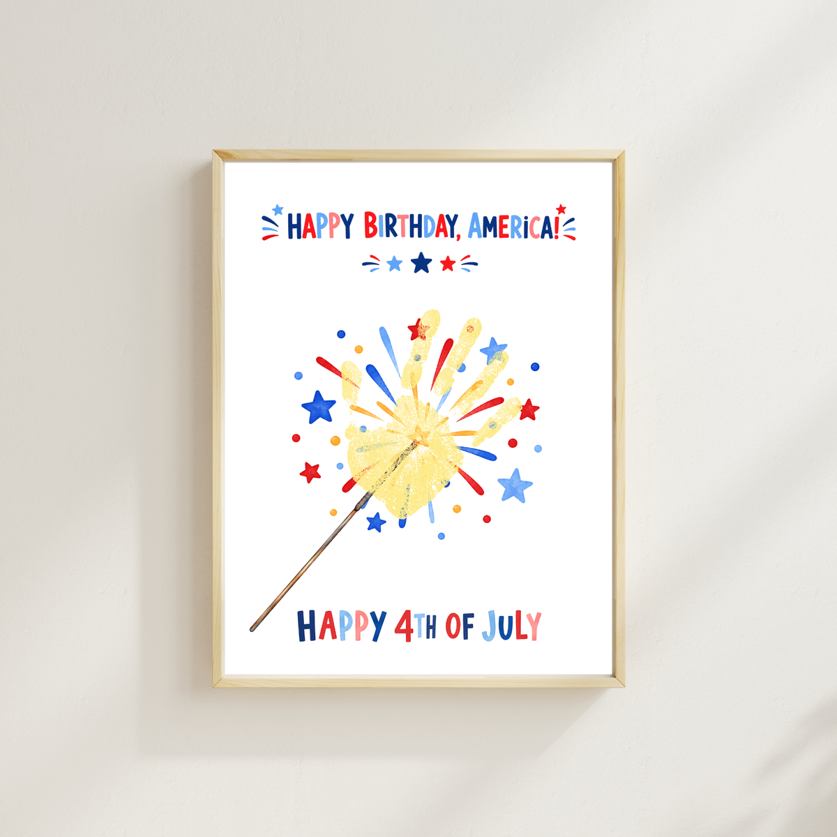4th of July Handprint Craft for Kids | Patriotic Preschool & Kindergarten Activity | Happy Birthday America Printable