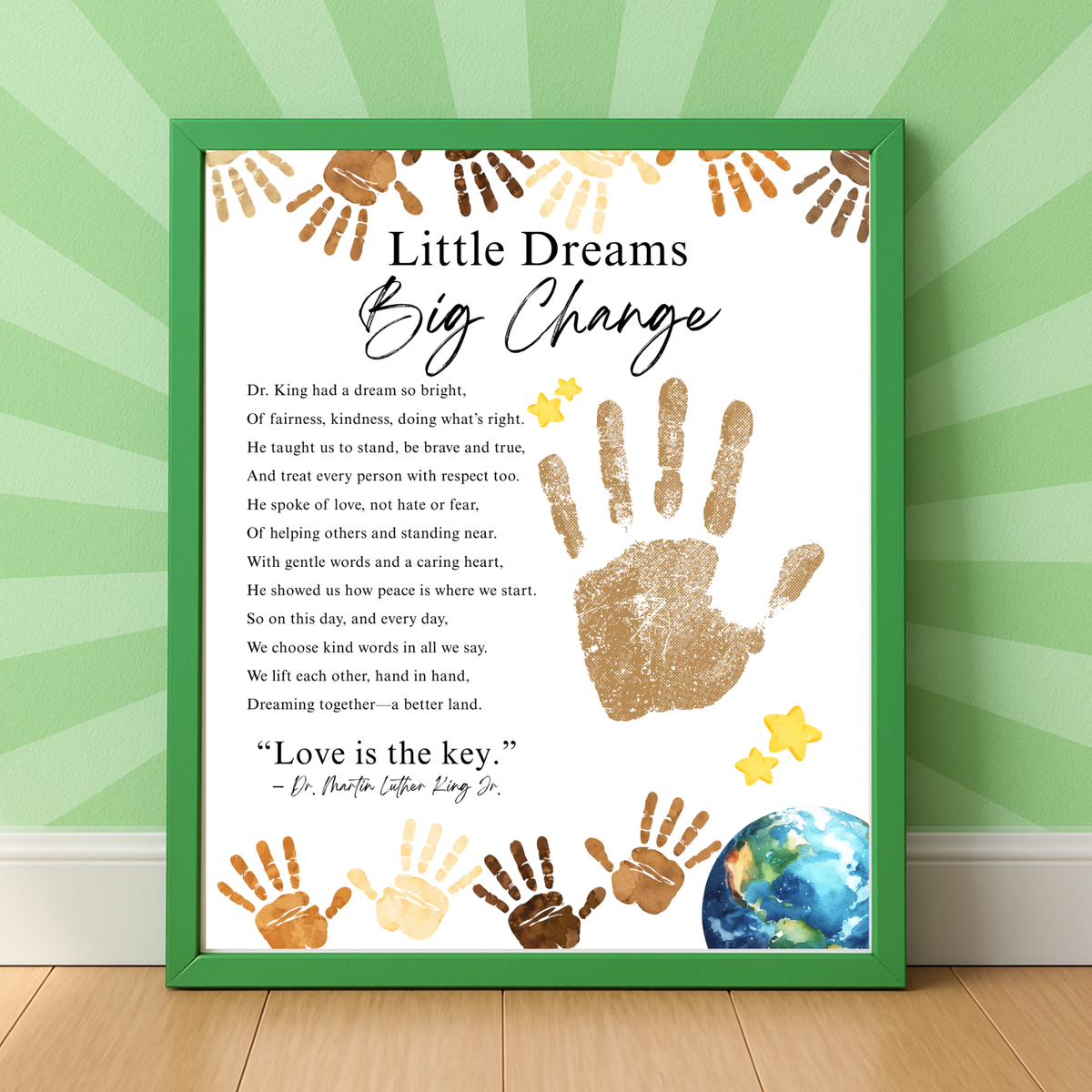 Martin Luther King Jr. Handprint Craft for Kids | MLK Day Little Dreams Big Change Printable Activity
