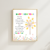 Happy New Year Sparkler Poem Handprint & Fingerprint Craft | New Year's Printable | Preschool New Year Keepsake | Kindergarten 2027 Activity