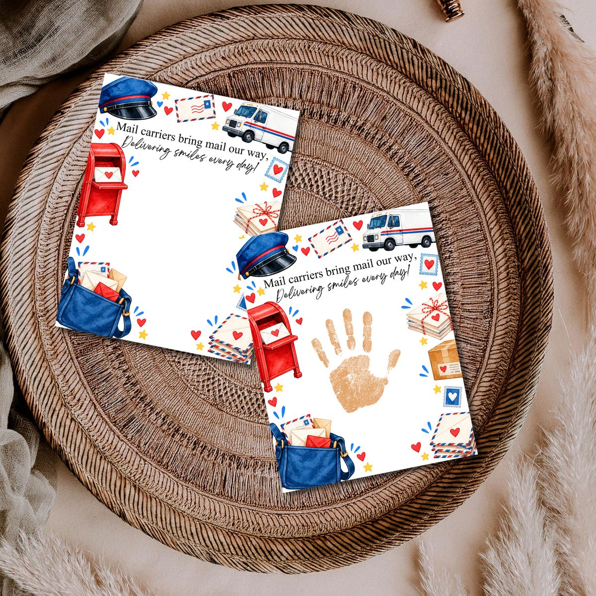 Mail Carrier Handprint Craft for Kids | Community Helpers Printable | Preschool Post Office Activity
