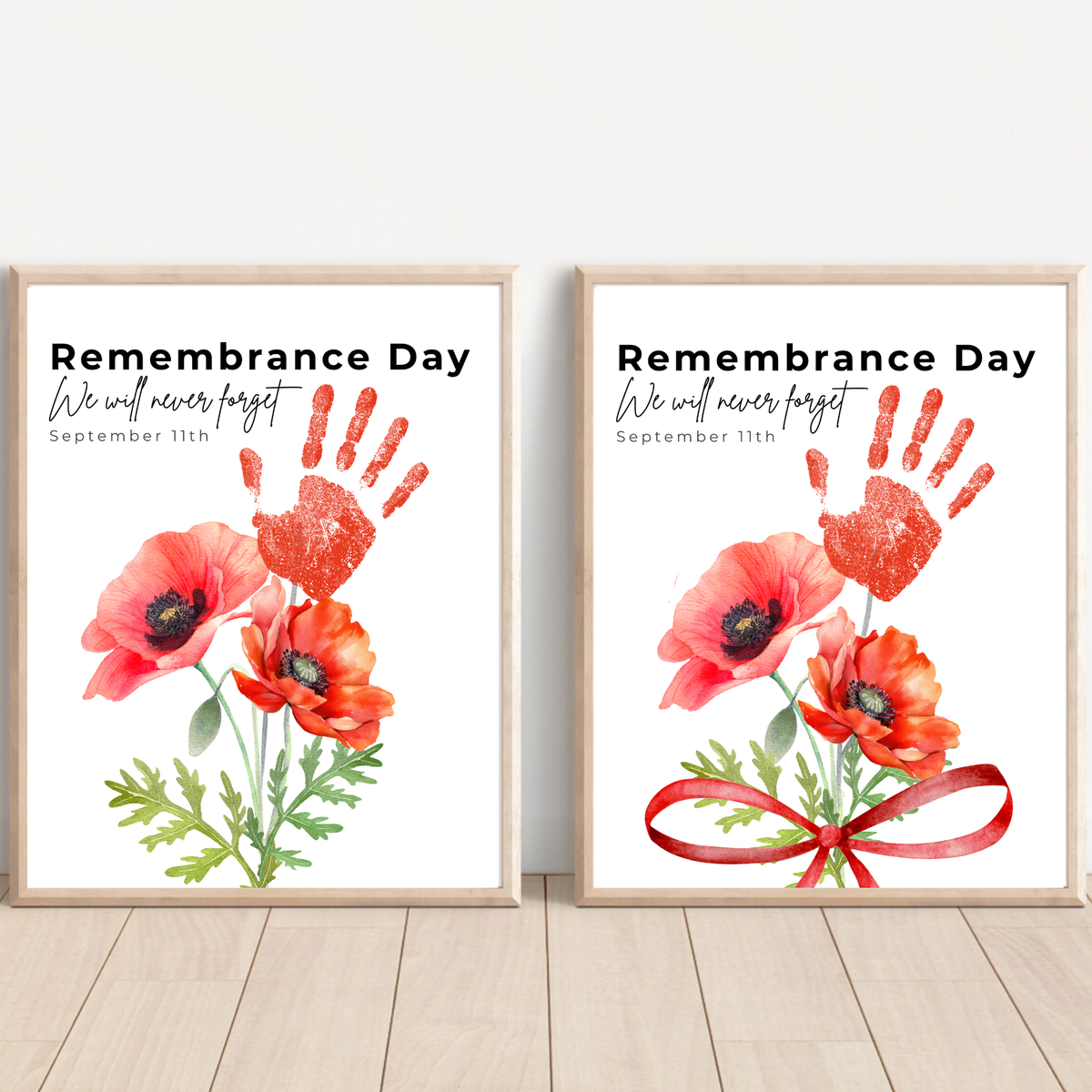 Remembrance Day Handprint Craft for Kids | September 11 Poppy Printable Keepsake | We Will Never Forget