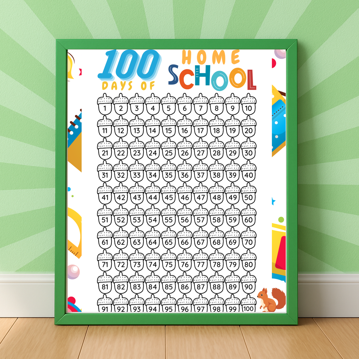 100 Days of School Printable Activities | 100 Chart & Color by Number Classroom Worksheets for Kids