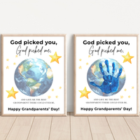 Grandparents Day Handprint Craft Printable | “God Picked You, God Picked Me” Faith-Based Grandparent Keepsake | Kids Christian Art PDF