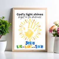 God’s Light Shines Handprint Craft for Kids | Jesus Life Light Truth Christian Printable | Bible Sunday School Activity