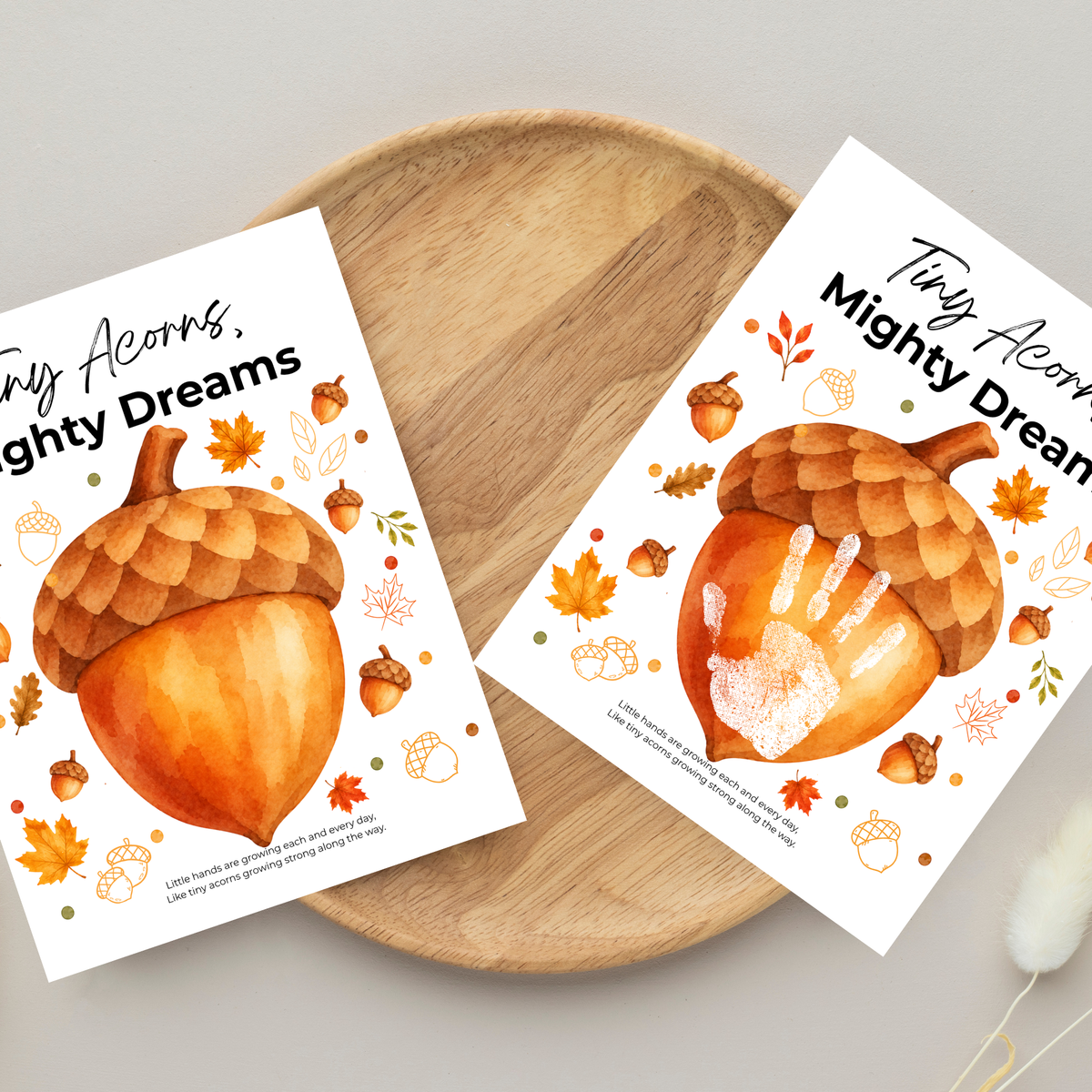 Fall Acorn Handprint Craft for Kids | Tiny Acorns Mighty Dreams Preschool Autumn Activity & Keepsake