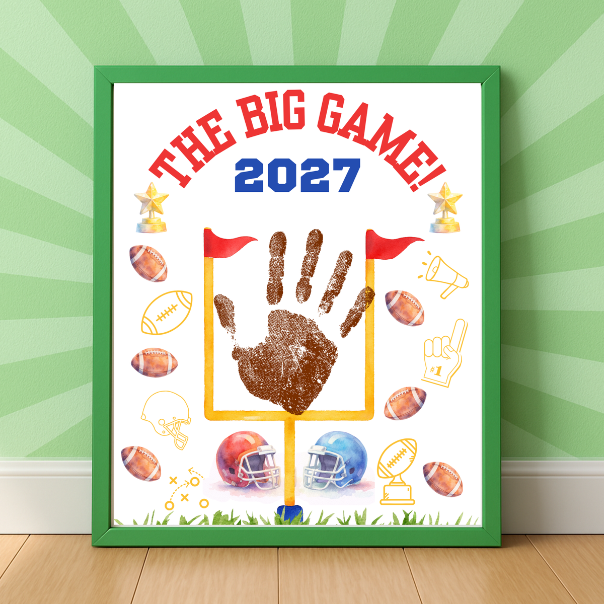 Super Bowl 2027 Handprint Craft for Kids | The Big Game Football Printable | Preschool Sports Keepsake