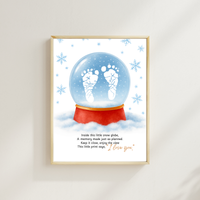 Snow Globe Handprint & Footprint Craft | Winter Keepsake Printable | Preschool Handprint Activity | Baby Footprint Memory Craft