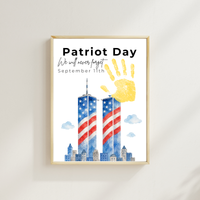 Patriot Day September 11th Handprint Craft Printable | 9/11 Remembrance Keepsake | Twin Towers Handprint Activity | Preschool Patriot Day Craft