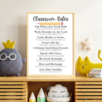 Christian Classroom Rules Poster | Faith-Based Behavior Expectations Chart | Bible Verse Classroom Wall Art | Homeschool Christian Decor