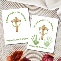 I’m Not Lucky, I’m Blessed St. Patrick’s Day Handprint Craft Printable (Curved Green Title Design) | Faith-Based Shamrock Cross Keepsake | Christian Kids Activity PDF