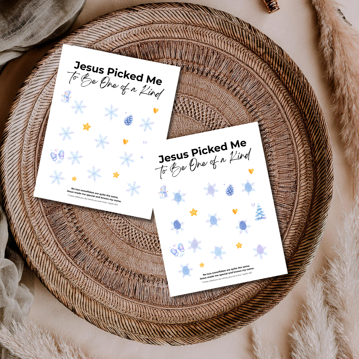 Jesus Picked Me to Be One of a Kind Fingerprint Snowflake Craft | Christian Winter Printable for Kids