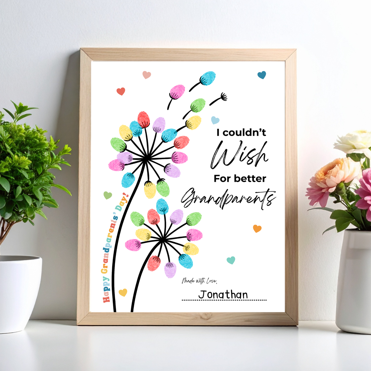 Grandparents Day Fingerprint Craft for Kids | I Couldn’t Wish for Better Grandparents Printable | Dandelion Keepsake