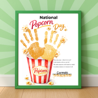 National Popcorn Day Handprint Craft for Kids | Preschool Fine Motor Printable Activity
