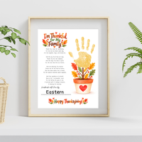 I'm Thankful for My Family Thanksgiving Handprint Craft | Christian Fall Keepsake Printable for Kids
