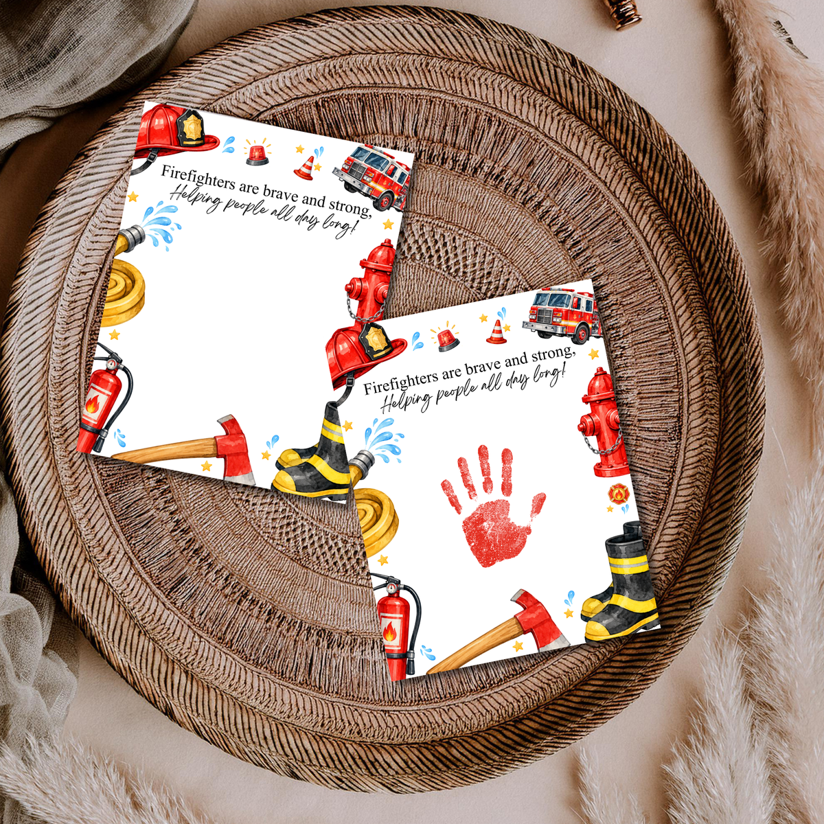 Firefighter Handprint Craft for Kids | Community Helpers Printable | Preschool Fire Safety Activity
