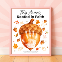 Christian Fall Acorn Handprint Craft for Kids | Tiny Acorns Rooted in Faith Bible Activity
