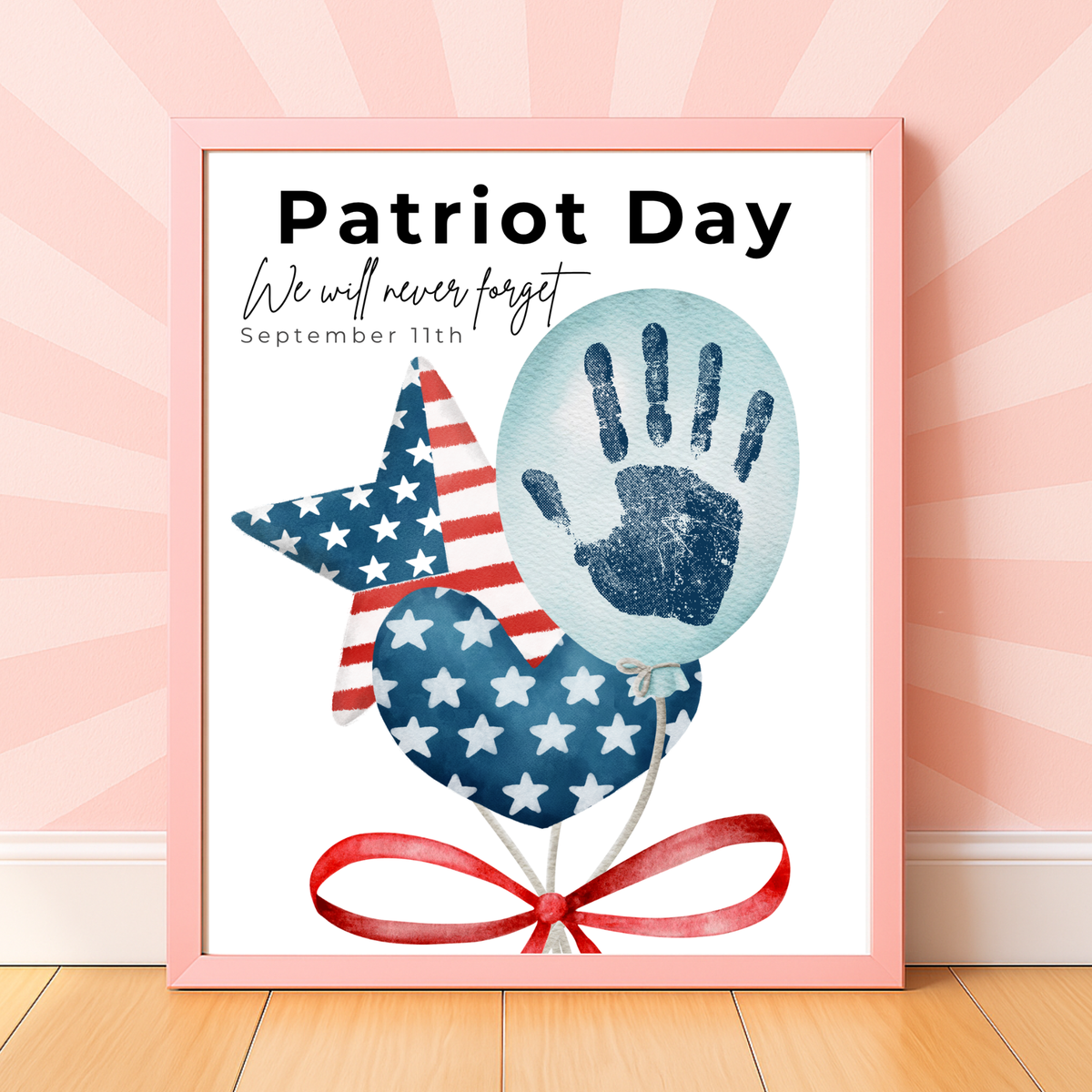 Patriot Day Balloons Handprint Craft for Kids | September 11th Preschool 9/11 Remembrance Activity & Keepsake