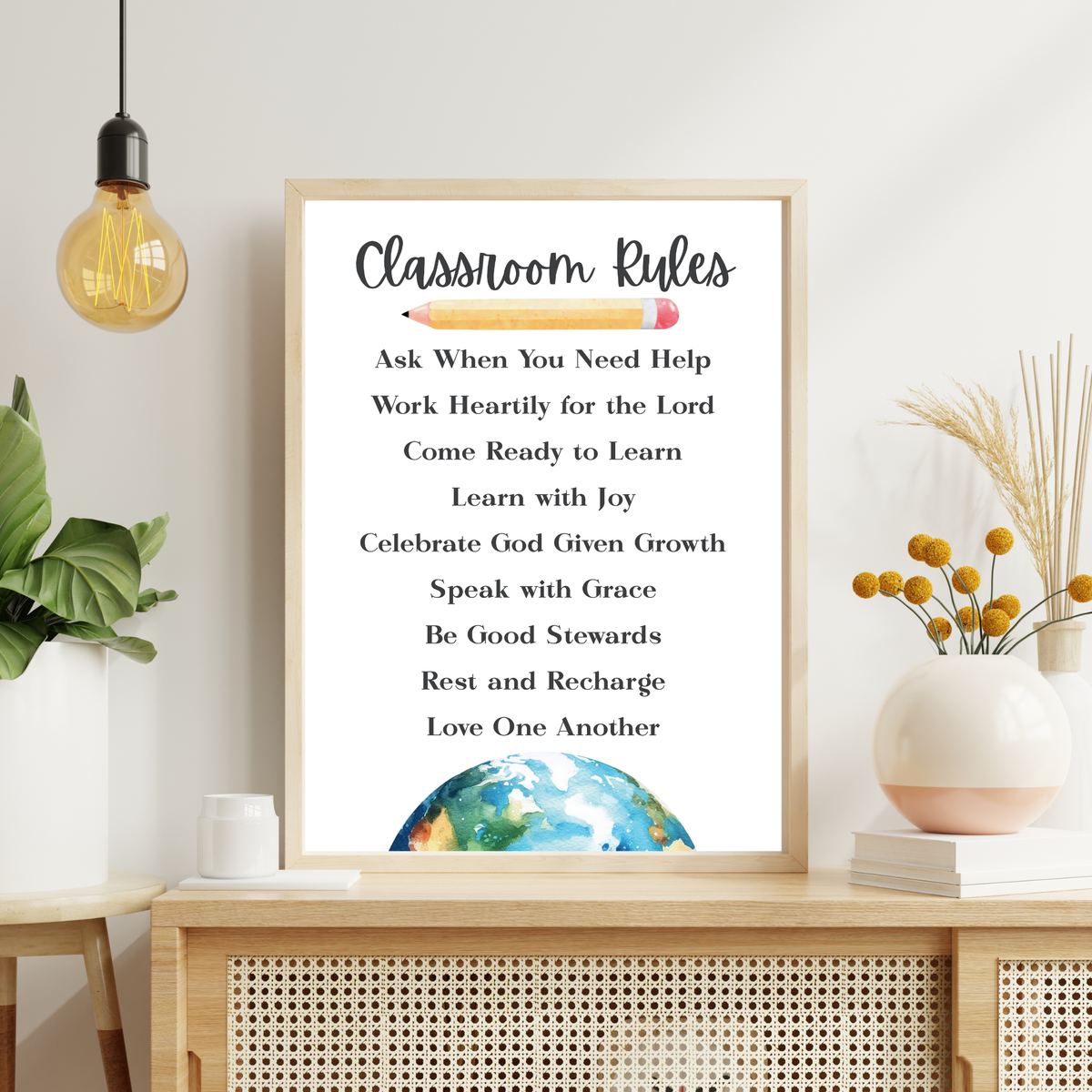 Christian Classroom Rules Printable Poster Set | Bible Classroom Decor | Christian School Rules | Sunday School Wall Art | Homeschool Classroom Poster