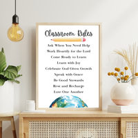 Christian Classroom Rules Printable Poster Set | Bible Classroom Decor | Christian School Rules | Sunday School Wall Art | Homeschool Classroom Poster