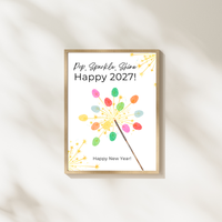 Pop, Sparkle, Shine Handprint & Fingerprint Craft | Happy New Year 2027 Printable | Preschool New Year's Eve Activity | Kids Keepsake Craft