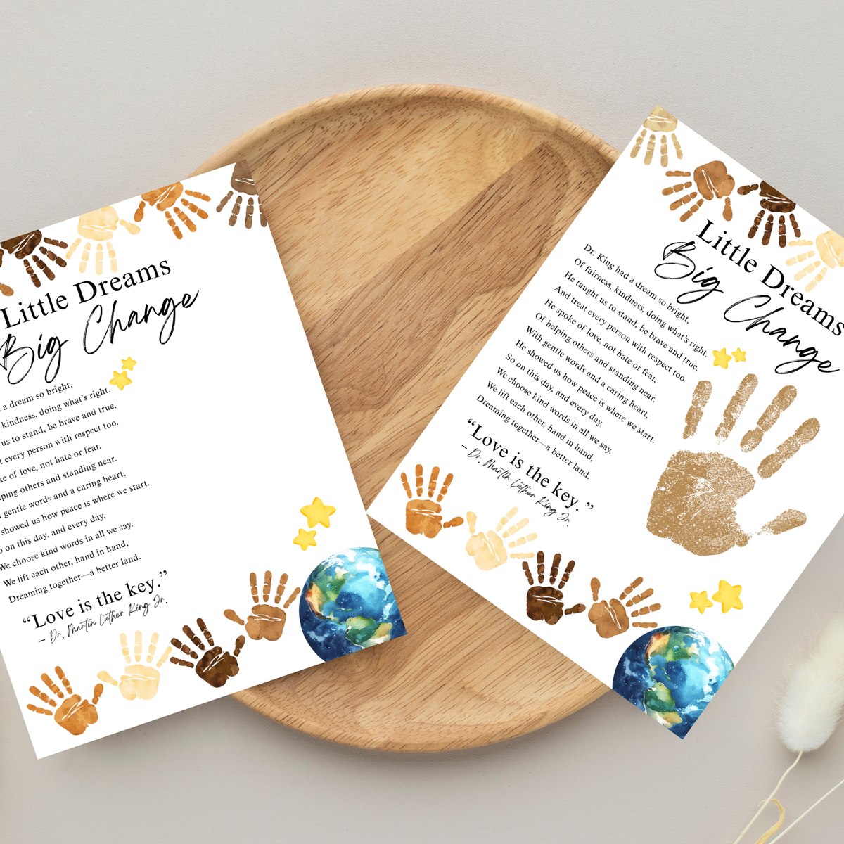 Martin Luther King Jr. Handprint Craft for Kids | MLK Day Little Dreams Big Change Printable Activity