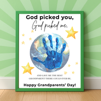 Grandparents Day Handprint Craft Printable | “God Picked You, God Picked Me” Faith-Based Grandparent Keepsake | Kids Christian Art PDF
