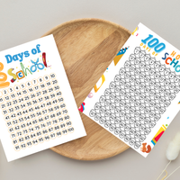 100 Days of School Printable Activities | 100 Chart & Color by Number Classroom Worksheets for Kids