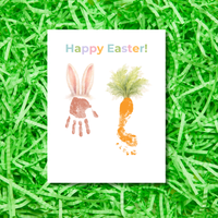 Happy Easter Bunny & Carrot Handprint Keepsake Printable | Easter Memory Art | Spring Kids Activity PDF