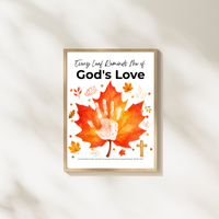 Every Leaf Reminds Me of God's Love Handprint Craft | Christian Fall Handprint Printable | Autumn Bible Keepsake | Preschool Thanksgiving Faith Activity