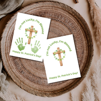 I’m Not Lucky, I’m Blessed St. Patrick’s Day Handprint Craft Printable (Curved Green Title Design) | Faith-Based Shamrock Cross Keepsake | Christian Kids Activity PDF