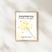 God Picked Me to Walk in His Light New Year Handprint Craft | Christian Sparkler Printable | New Year's Eve Fingerprint Activity | Preschool Christian Keepsake