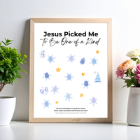 Jesus Picked Me to Be One of a Kind Fingerprint Snowflake Craft | Christian Winter Printable for Kids