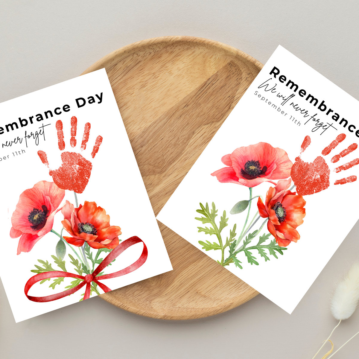 Remembrance Day Handprint Craft for Kids | September 11 Poppy Printable Keepsake | We Will Never Forget