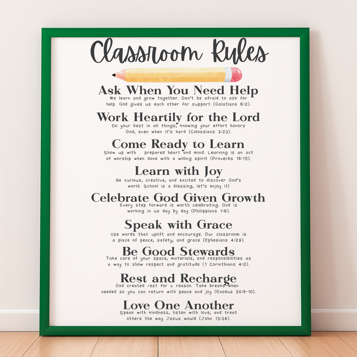 Christian Classroom Rules Poster | Faith-Based Behavior Expectations Chart | Bible Verse Classroom Wall Art | Homeschool Christian Decor