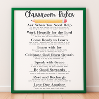 Christian Classroom Rules Poster | Faith-Based Behavior Expectations Chart | Bible Verse Classroom Wall Art | Homeschool Christian Decor