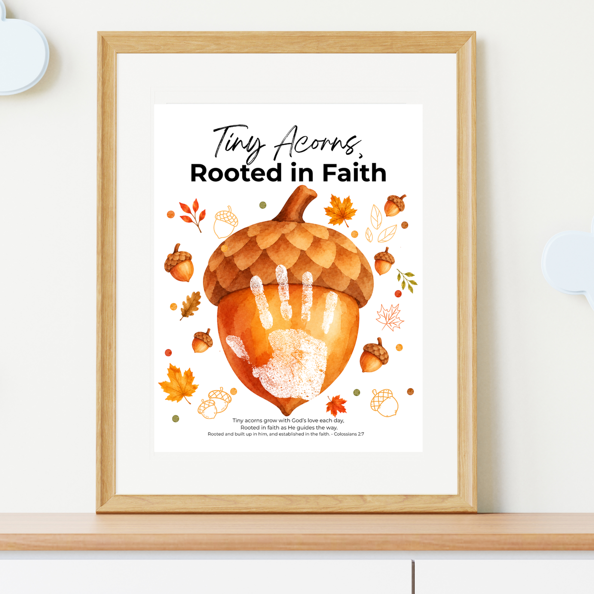Christian Fall Acorn Handprint Craft for Kids | Tiny Acorns Rooted in Faith Bible Activity