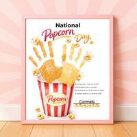 National Popcorn Day Handprint Craft for Kids | Preschool Fine Motor Printable Activity