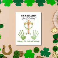 I’m Not Lucky, I’m Blessed St. Patrick’s Day Handprint Craft Printable | Faith-Based Shamrock Cross Keepsake | Christian Kids Activity PDF