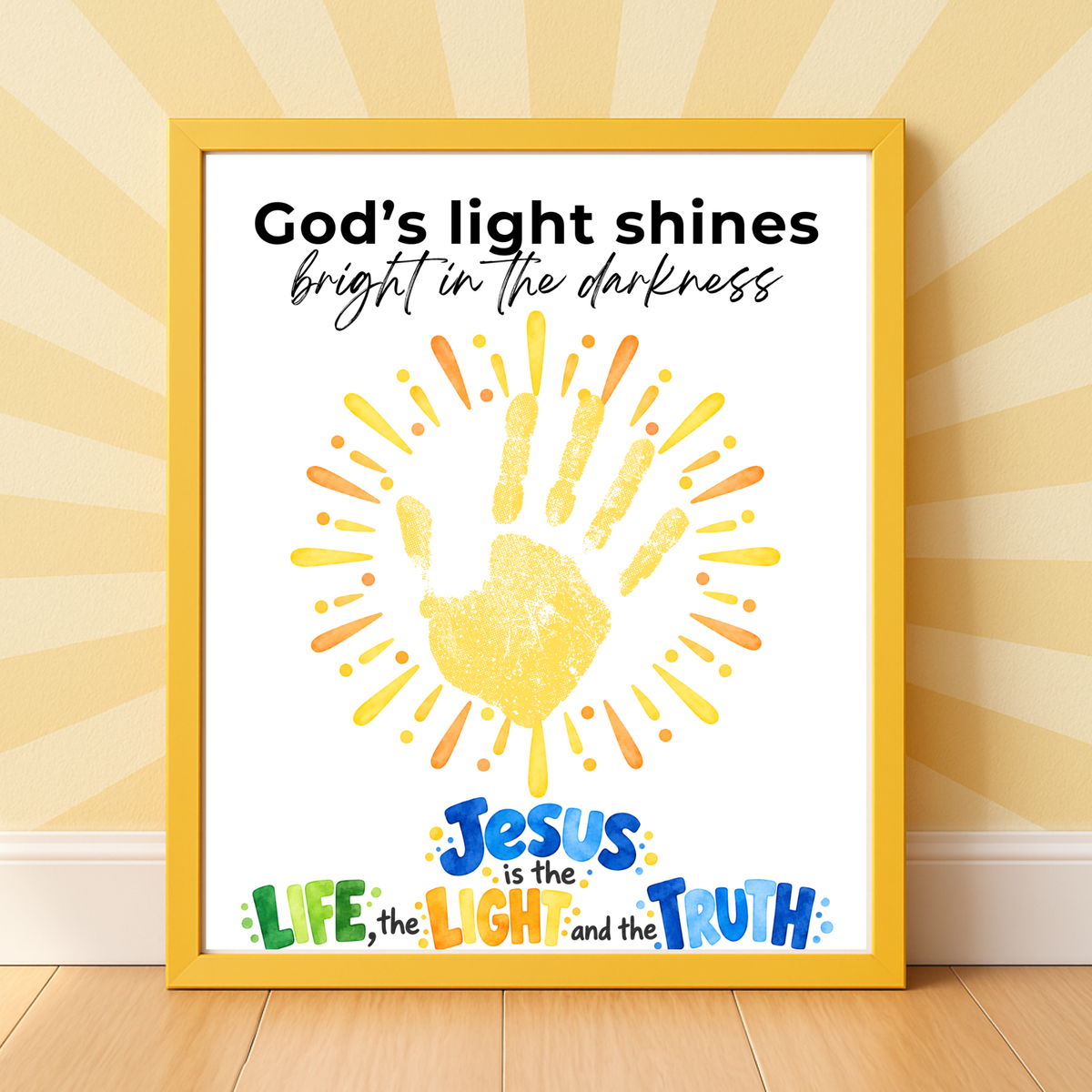 God’s Light Shines Handprint Craft for Kids | Jesus Life Light Truth Christian Printable | Bible Sunday School Activity