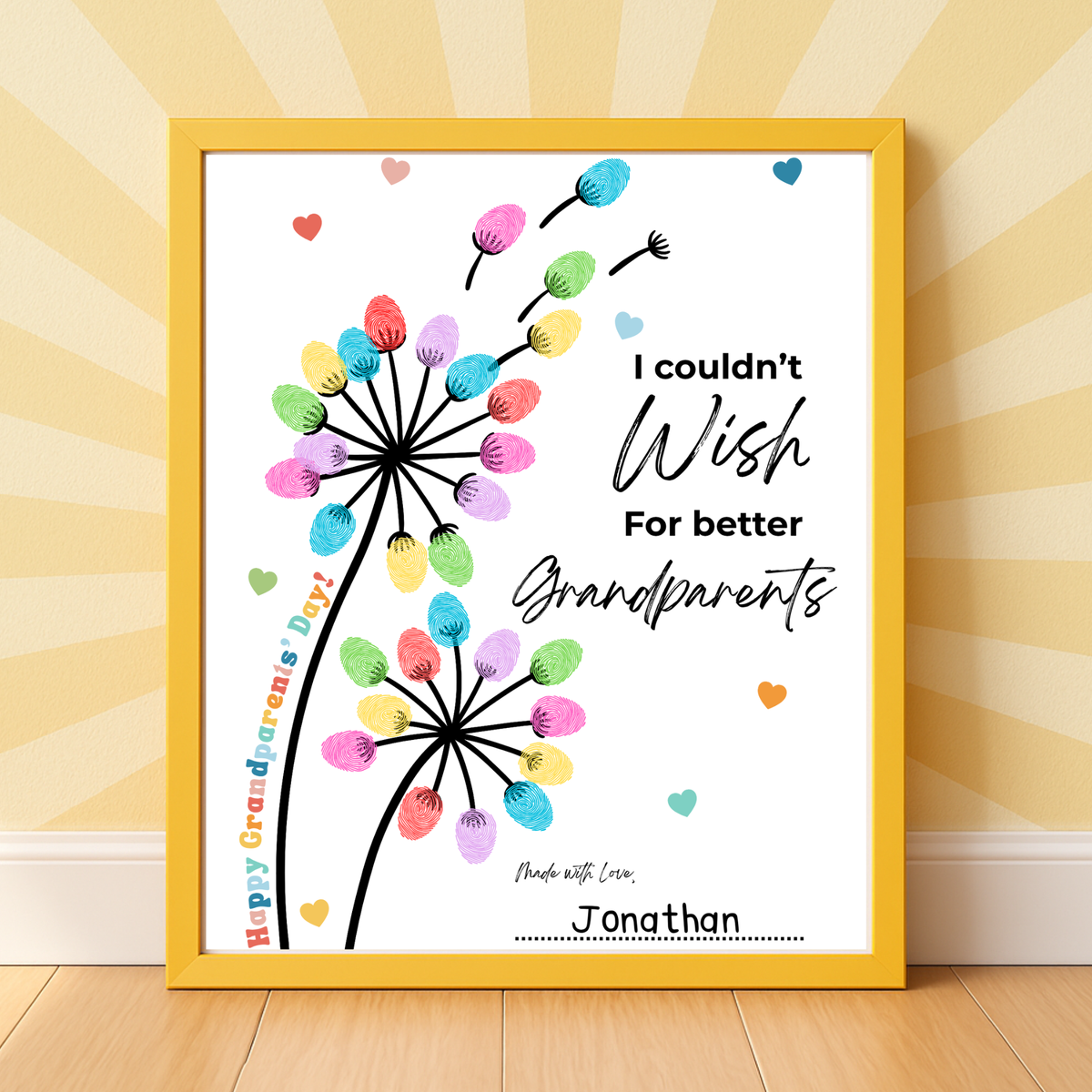 Grandparents Day Fingerprint Craft for Kids | I Couldn’t Wish for Better Grandparents Printable | Dandelion Keepsake