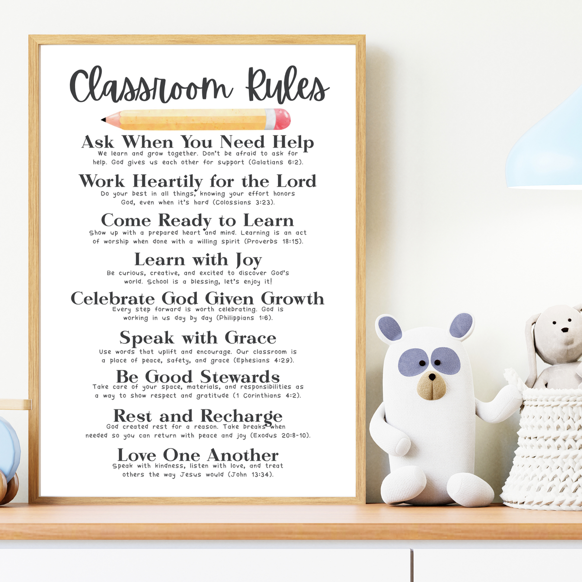 Christian Classroom Rules Poster | Faith-Based Behavior Expectations Chart | Bible Verse Classroom Wall Art | Homeschool Christian Decor