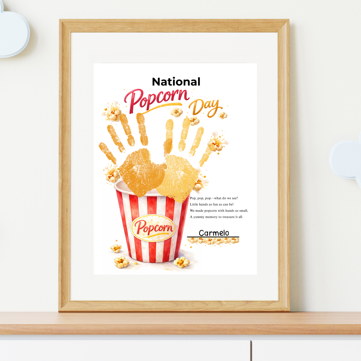National Popcorn Day Handprint Craft for Kids | Preschool Fine Motor Printable Activity