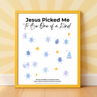 Jesus Picked Me to Be One of a Kind Fingerprint Snowflake Craft | Christian Winter Printable for Kids