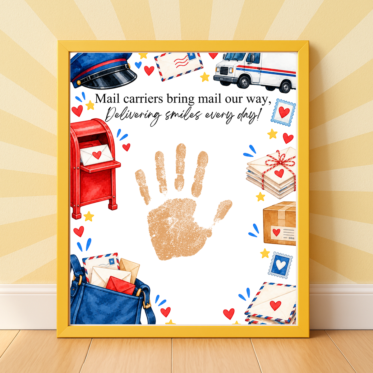 Mail Carrier Handprint Craft for Kids | Community Helpers Printable | Preschool Post Office Activity