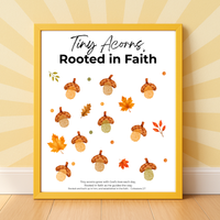 Christian Fall Fingerprint Craft for Kids | Tiny Acorns Rooted in Faith Printable | Autumn Bible Activity