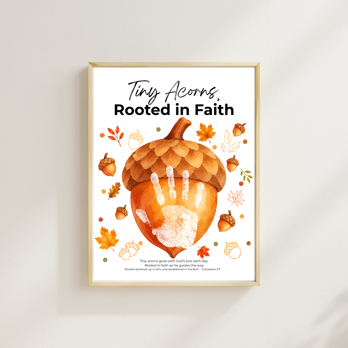 Christian Fall Acorn Handprint Craft for Kids | Tiny Acorns Rooted in Faith Bible Activity