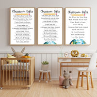Christian Classroom Rules Printable Poster Set | Bible Classroom Decor | Christian School Rules | Sunday School Wall Art | Homeschool Classroom Poster