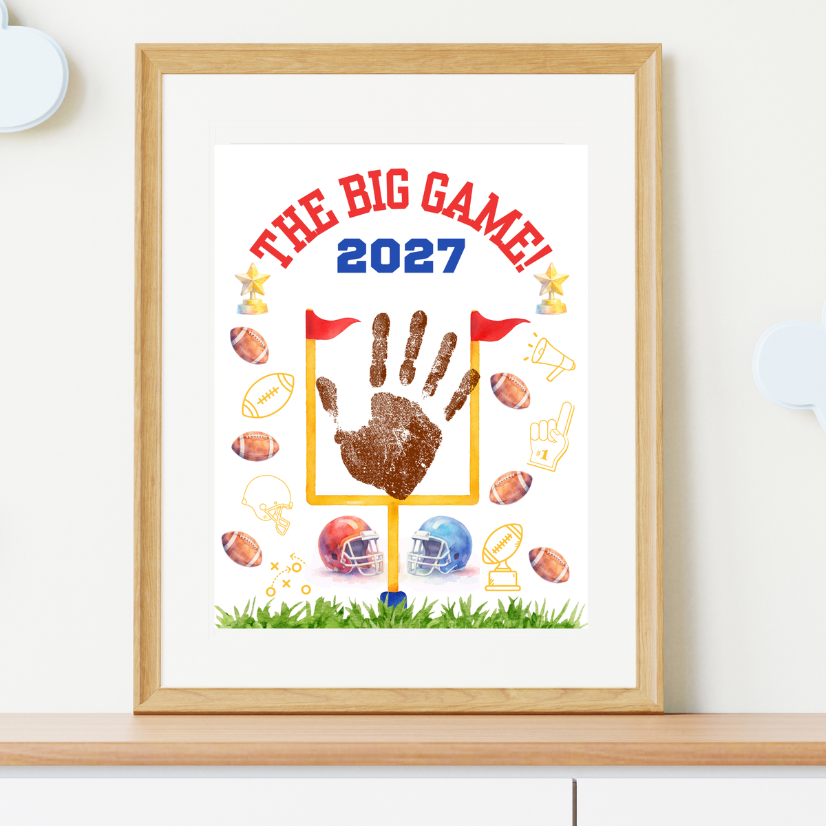 Super Bowl 2027 Handprint Craft for Kids | The Big Game Football Printable | Preschool Sports Keepsake