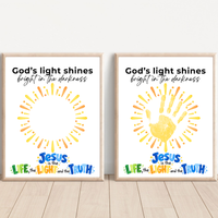 God’s Light Shines Handprint Craft for Kids | Jesus Life Light Truth Christian Printable | Bible Sunday School Activity