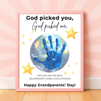 Grandparents Day Handprint Craft Printable | “God Picked You, God Picked Me” Faith-Based Grandparent Keepsake | Kids Christian Art PDF